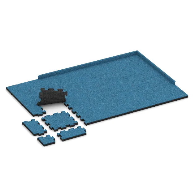 Typische Verlegung oder Einbausituation für den Artikel 4155 von WARCO - Pavimento deportivo de caucho, Farbton Atlántico in der Abmessung 500 x 500 x 50 mm.