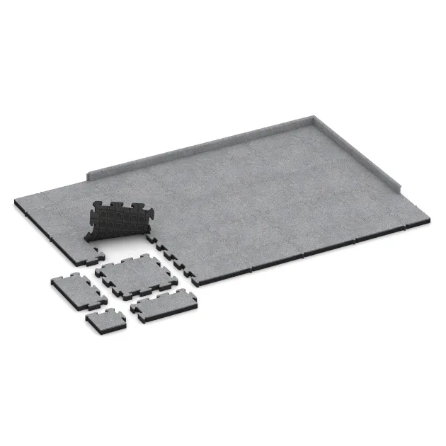 Typische Verlegung oder Einbausituation für den Artikel 4560 von WARCO - Esterilla Protectora Fitness, Farbton Gris jaspeado in der Abmessung 500 x 500 x 50 mm.