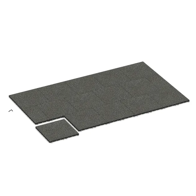 Typische Verlegung oder Einbausituation für den Artikel 5490 von WARCO - Loseta de caucho para parques infantiles 3 cm - EN 1177 ≤ 100 cm, Farbton Granito oscuro in der Abmessung 500 x 500 x 30 mm.