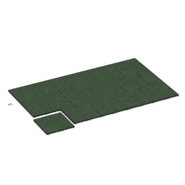 Typische Verlegung oder Einbausituation für den Artikel 5493 von WARCO - Loseta de caucho para parques infantiles 3 cm - EN 1177 ≤ 100 cm, Farbton Césped inglés in der Abmessung 500 x 500 x 30 mm.