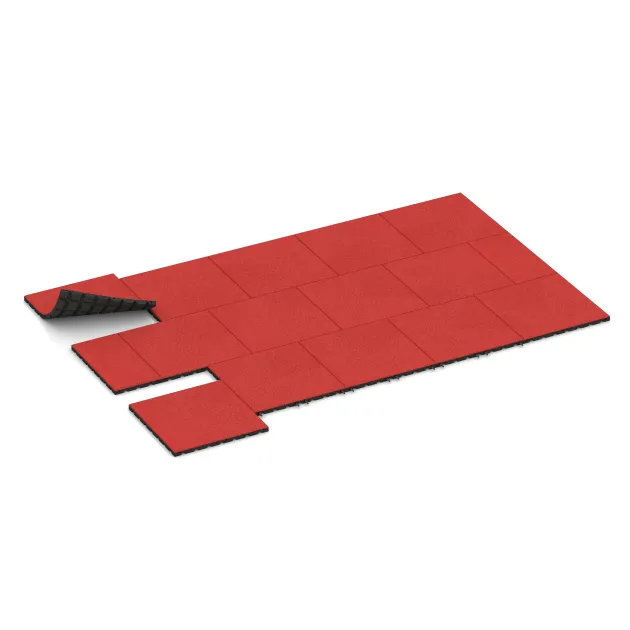 Typische Verlegung oder Einbausituation für den Artikel 5474 von WARCO - Loseta de caucho para parques infantiles 3 cm - EN 1177 ≤ 100 cm, Farbton Rosa in der Abmessung 500 x 500 x 30 mm.