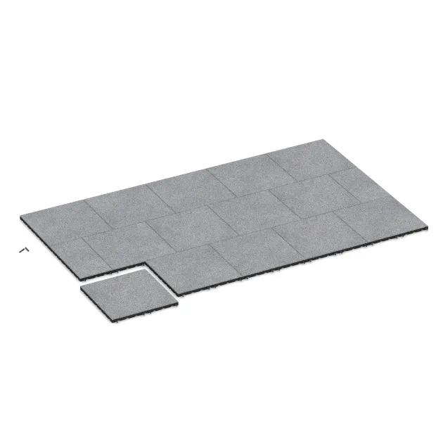 Typische Verlegung oder Einbausituation für den Artikel 5476 von WARCO - Loseta de caucho para parques infantiles 3 cm - EN 1177 ≤ 100 cm, Farbton Gris jaspeado in der Abmessung 500 x 500 x 30 mm.