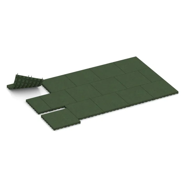 Typische Verlegung oder Einbausituation für den Artikel 5526 von WARCO - Losetas de caucho para parques infantiles 4,5 cm - EN 1177 ≤ 140 cm, Farbton Verde hierba in der Abmessung 500 x 500 x 45 mm.