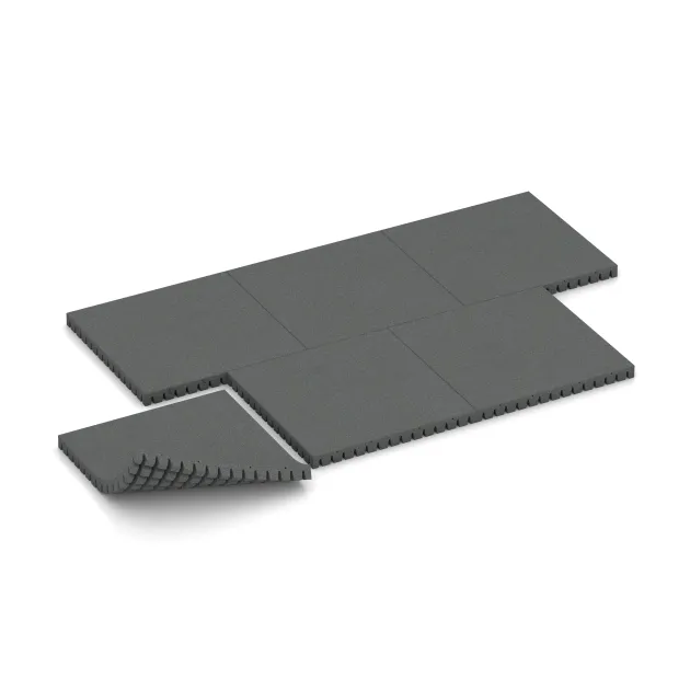 Typische Verlegung oder Einbausituation für den Artikel 0861 von WARCO - Pavimento antitrauma infantil, Farbton Gris pizarra in der Abmessung 1000 x 1000 x 80 mm.