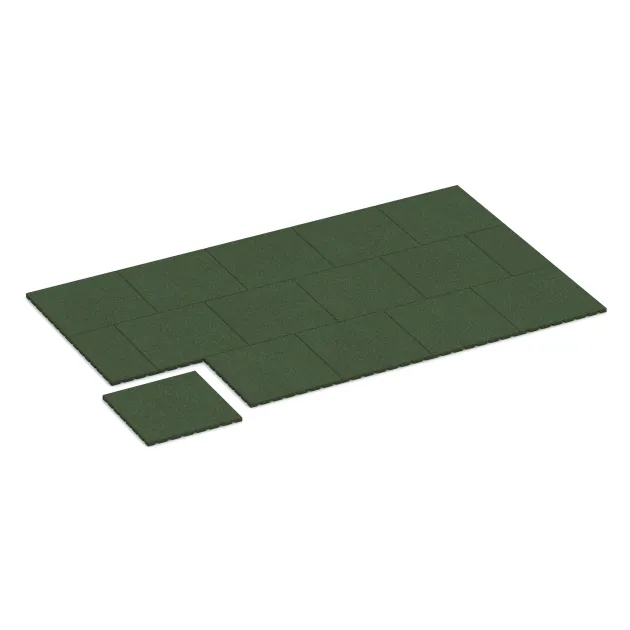 Typische Verlegung oder Einbausituation für den Artikel 0528 von WARCO - Wall protection tile, Farbton Verde hierba in der Abmessung 500 x 500 x 25 mm.