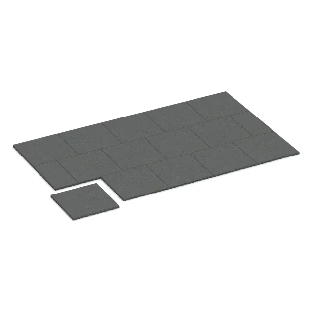 Typische Verlegung oder Einbausituation für den Artikel 0529 von WARCO - Wall protection tile, Farbton Gris pizarra in der Abmessung 500 x 500 x 25 mm.