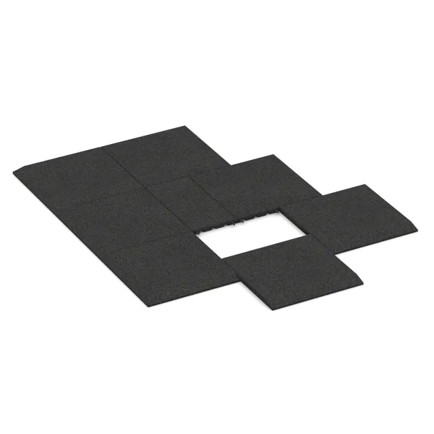 Typische Verlegung oder Einbausituation für den Artikel 0425 von WARCO - Edge tile (one chamfered side), Farbton Antracita in der Abmessung 500 x 500 x 30 mm.