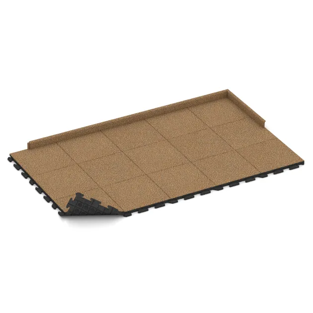 Typische Verlegung oder Einbausituation für den Artikel 1366 von WARCO - Pavimento Fitness Baldosas de Goma Classic, Farbton Marruecos in der Abmessung 500 x 500 x 40 mm.
