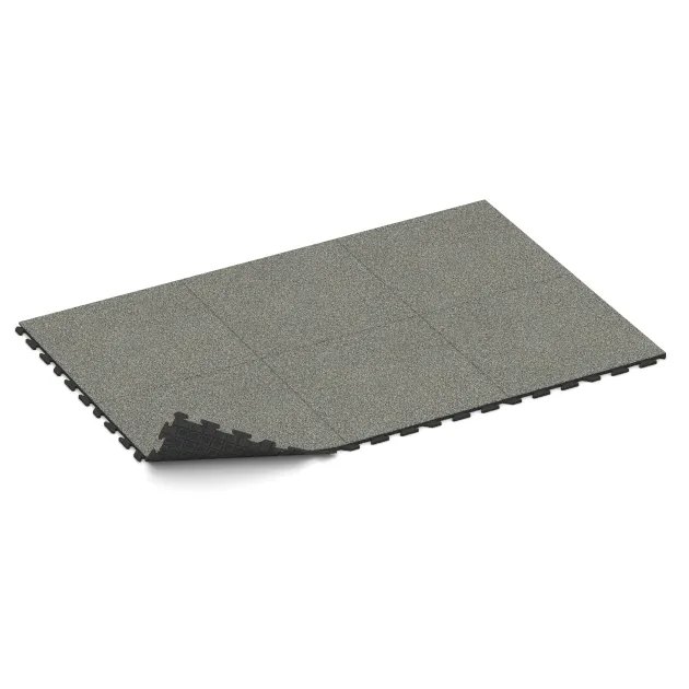 Typische Verlegung oder Einbausituation für den Artikel 1599 von WARCO - Pavimento Fitness Baldosas de Goma Classic, Farbton Granito clásico in der Abmessung 1000 x 1000 x 30 mm.