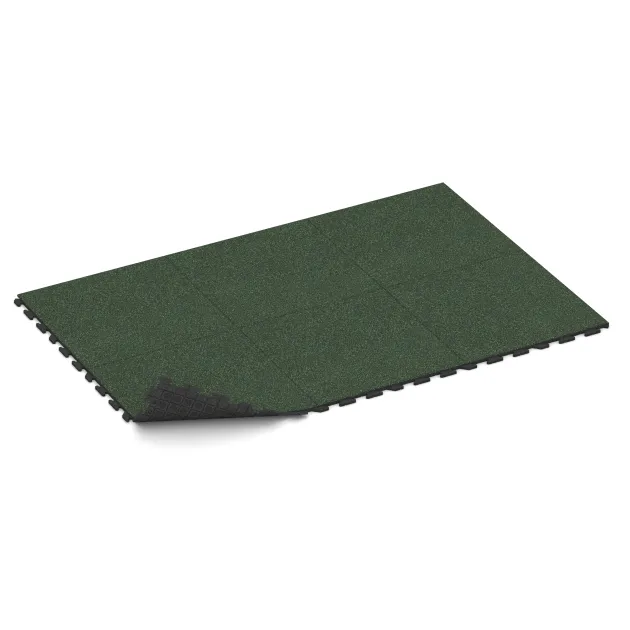 Typische Verlegung oder Einbausituation für den Artikel 1601 von WARCO - Pavimento Fitness Baldosas de Goma Classic, Farbton Césped inglés in der Abmessung 1000 x 1000 x 30 mm.