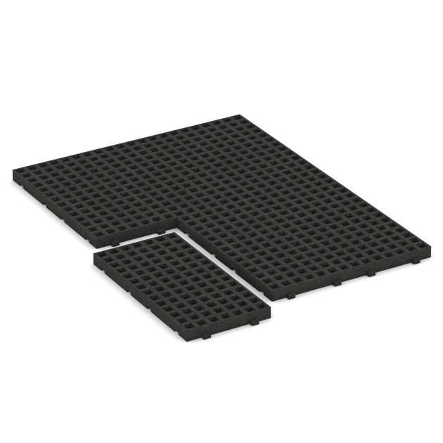 Typische Verlegung oder Einbausituation für den Artikel 6114 von WARCO - Loseta de caucho tipo rejilla para parques infantiles, Farbton Antracita in der Abmessung 100 × 50 × 6,5 cm.