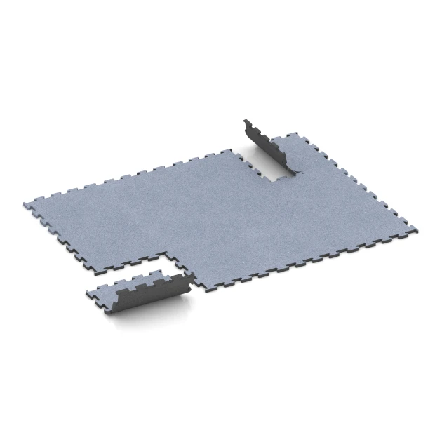 Typische Verlegung oder Einbausituation für den Artikel 6156 von WARCO - Fitness Performance Elite Pavimento Deportivo, Farbton Gris niebla in der Abmessung 50 x 50 x 2 cm | 0,25 m².