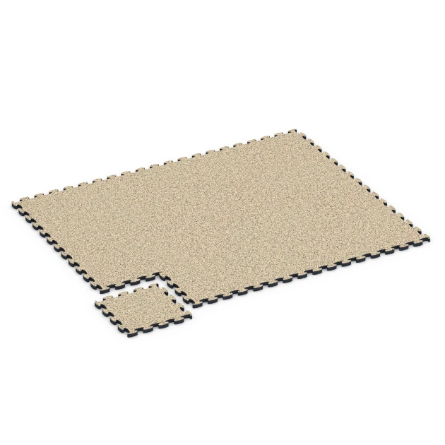 Typische Verlegung oder Einbausituation für den Artikel 6883 von WARCO - Suelo Fitness Max, Farbton Travertino in der Abmessung 44,6 x 44,6 × 2,8 cm.