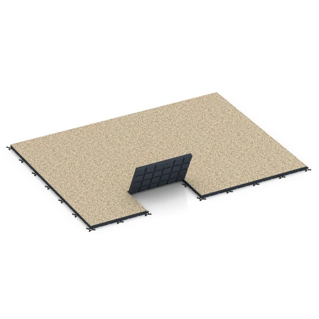 Typische Verlegung oder Einbausituation für den Artikel 7147 von WARCO - Suelo de gimnasio para exterior, Farbton Travertino in der Abmessung 60 x 60 x 4 cm | 0,36 m².