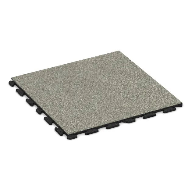 Foto der hinteren Seite vom unsymmetrischen WARCO-Formteil 1572: Playground flooring, Design Granito claro, Maße 1000 x 1000 x 30 mm.