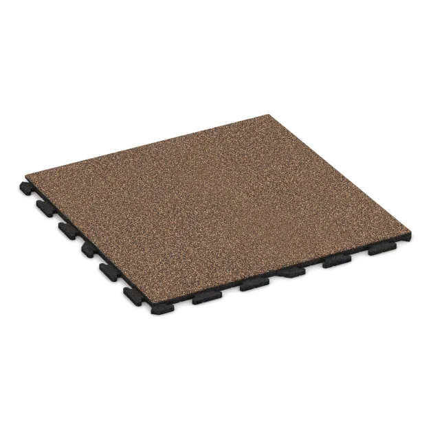 Foto der hinteren Seite vom unsymmetrischen WARCO-Formteil 1603: Pavimento Fitness Baldosas de Goma Classic, Design Café con leche, Maße 1000 x 1000 x 30 mm.