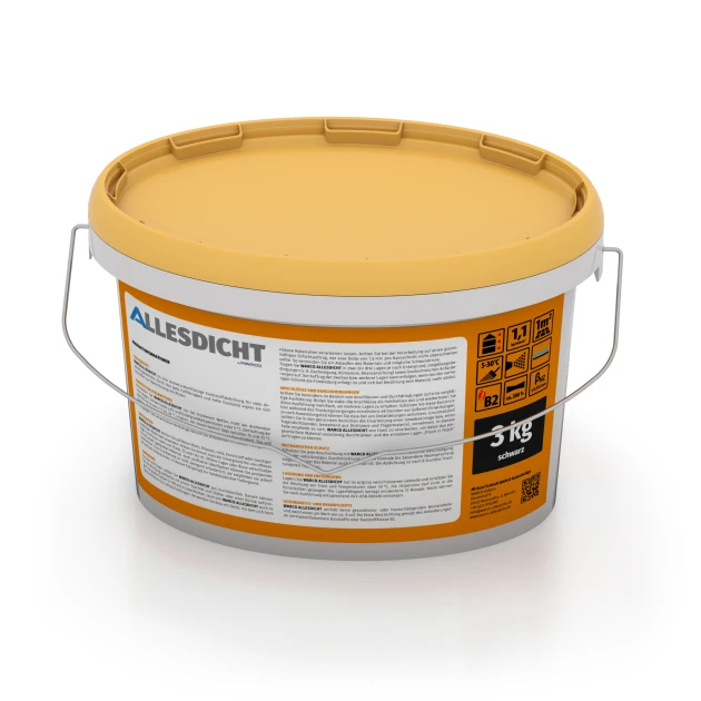 Foto der hinteren Seite vom unsymmetrischen WARCO-Formteil 0035: ALLESDICHT – Impermeabilización de balcón & terraza, Design Negro, Maße 3 kg | 0,9 m².