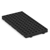 Foto der hinteren Seite vom unsymmetrischen WARCO-Formteil 6114: Loseta de caucho tipo rejilla para parques infantiles, Design Antracita, Maße 100 × 50 × 6,5 cm.